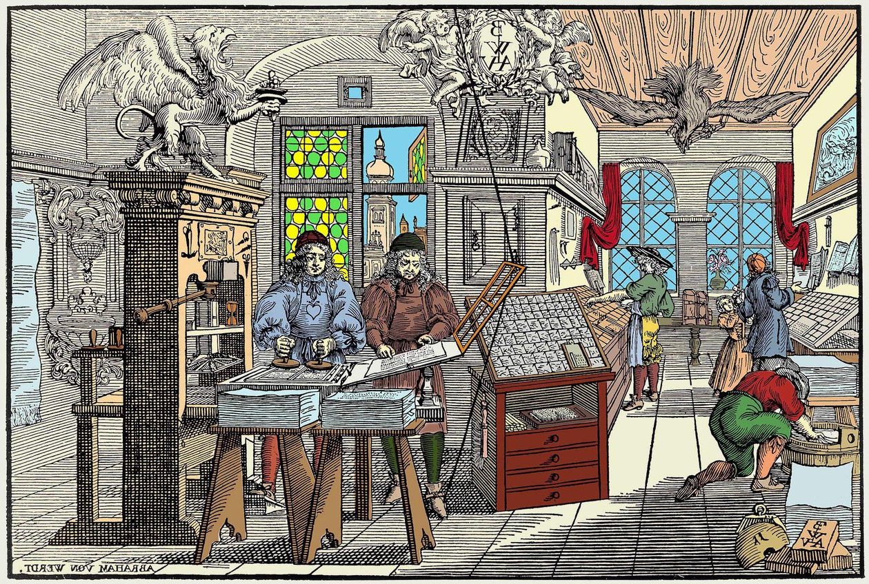 Abraham_van_Werdt_-_Interior_of_a_printing_factory_in_Nuremberg_Germany_workers_at_work_beginning_of_-_(MeisterDrucke-927257)